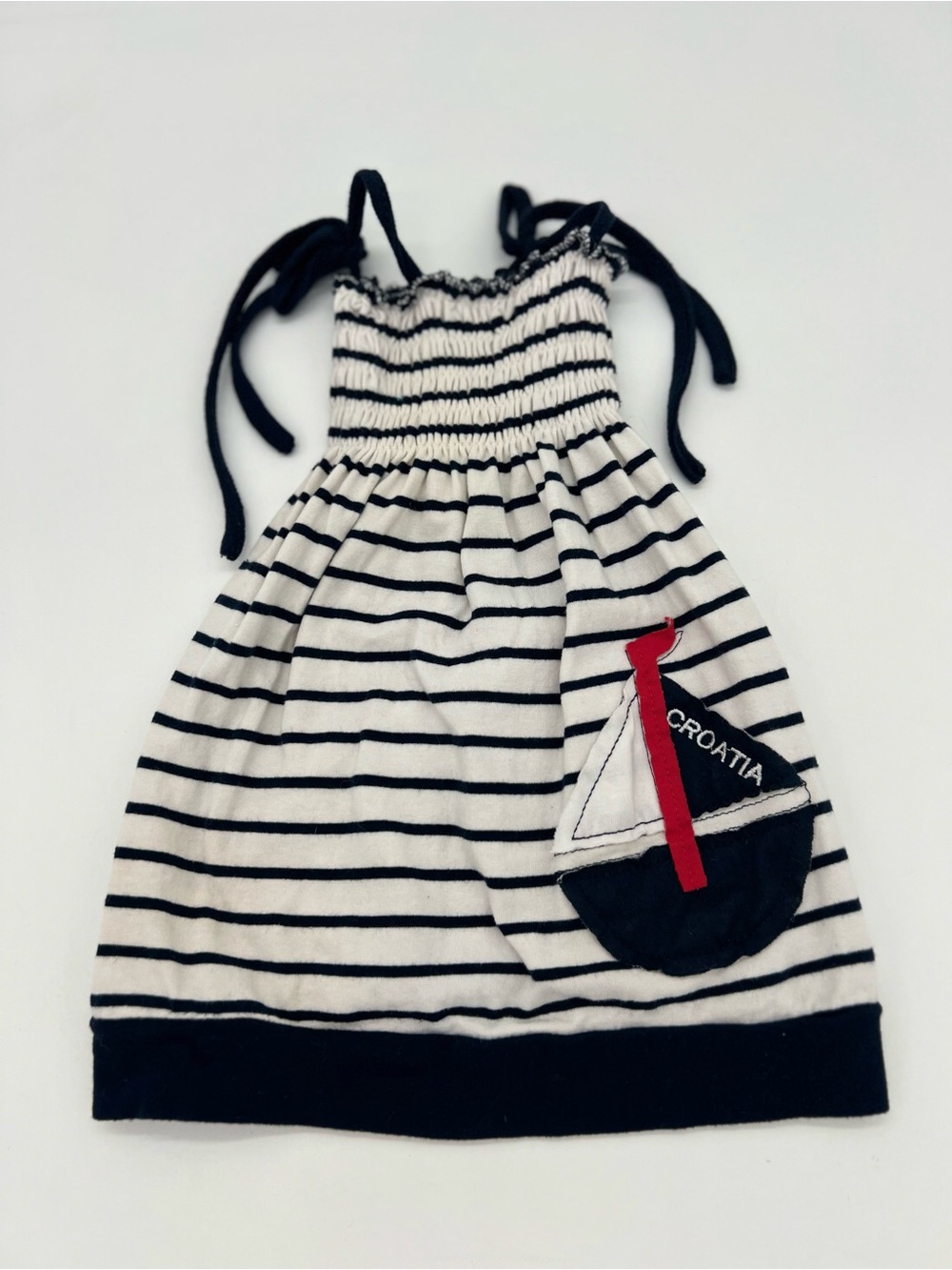 Blu Mediterranean Style Sz 2 Years Blue White Stripped Cotton Dress Croatia Boat